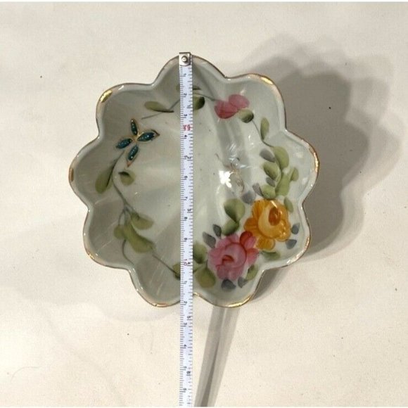 Hand Painted Finger Bowl With Floral Detail, Footed, Scalloped, Vintage Japan - Picture 5 of 10